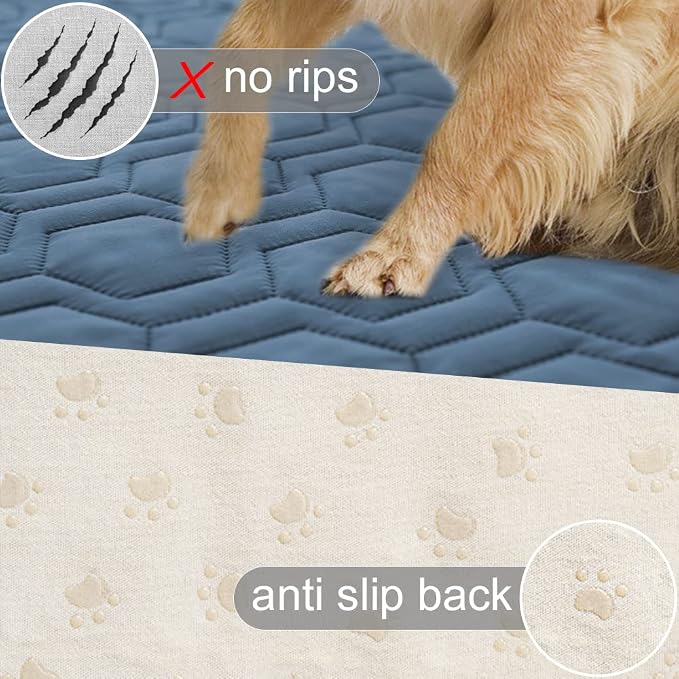 Tcksstex Waterproof and Non-Slip Dog Bed Cover and Pet Blanket Sofa Pet Bed Mat ，car Incontinence Mattress Protectors Furniture Couch Cover for Most Cats Dogs,Pets（82x102- Navy Blue）