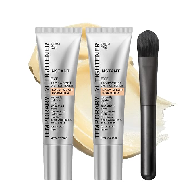 2 PCS Temporary Eye Tightener，Eye Cream Instant Eye Tightener with Brush for Fine Lines and Wrinkles，New Instant Makeup Primer，Instantly Reduces Under-Eye Bags,Dark Circles&Puffiness, Anti Aging
