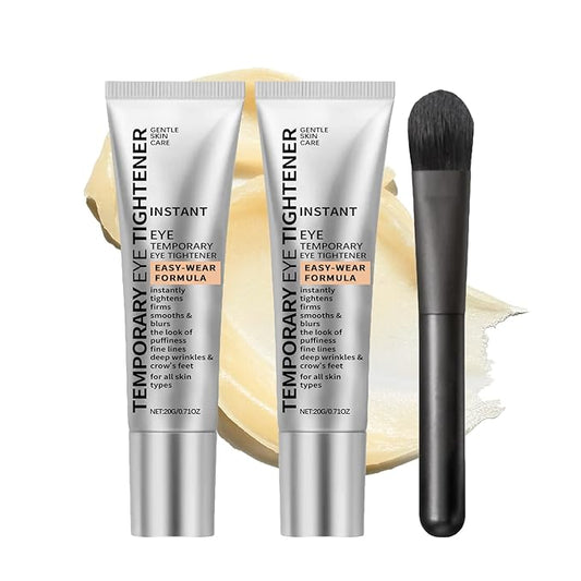 2 PCS Temporary Eye Tightener，Eye Cream Instant Eye Tightener with Brush for Fine Lines and Wrinkles，New Instant Makeup Primer，Instantly Reduces Under-Eye Bags,Dark Circles&Puffiness, Anti Aging