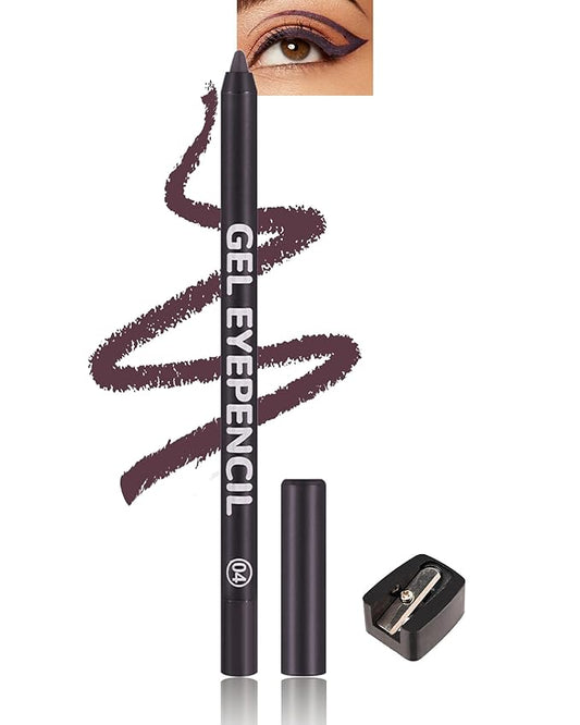 Waterline Gel Eyeliner Pencil, Plum Brown Matte Waterproof Long Lasting Cream Eye Liner Pencils with Sharpener, Hypoallergenic Highly Pigmented Precision Smudge-Proof Eyeliner Makeup Pen for Women-04