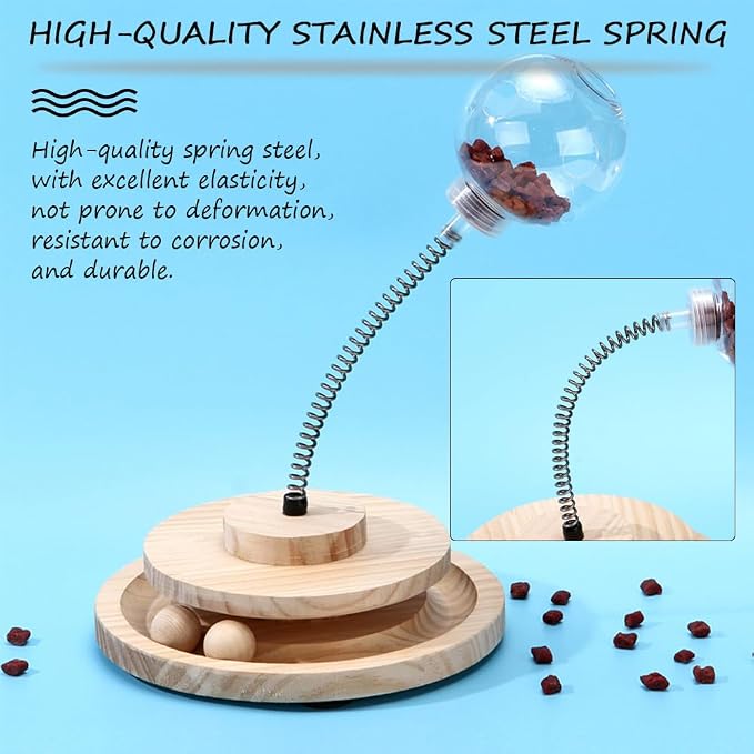Cat Toy, Interactive Food Dispenser Ball with Steel Spring