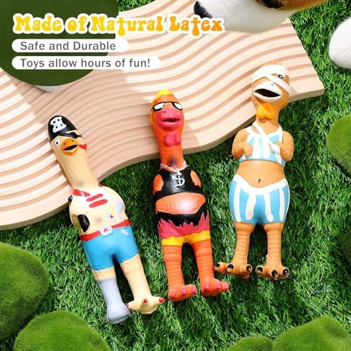 Silipull 3 Pcs Squeaky Rubber Chicken Dog Toys Latex Chew Toys, Cool