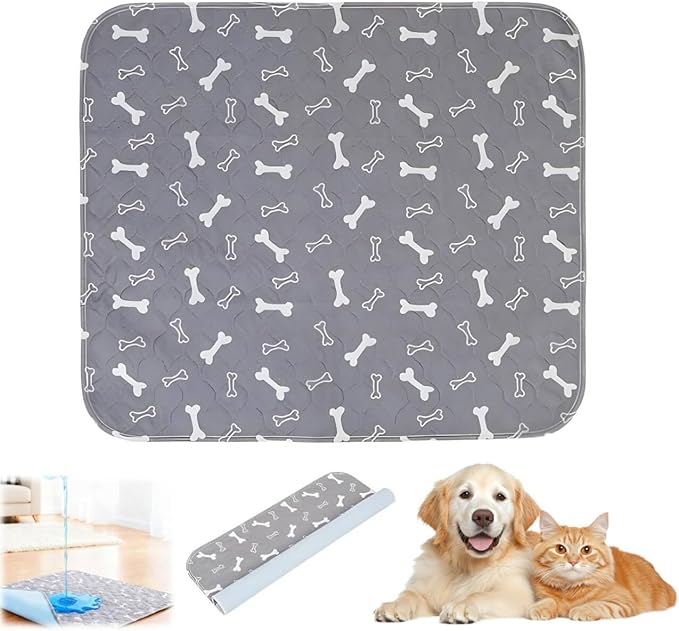 Puppy Pads with Pheromones, Washable Puppy Pee Pads for Dogs,Reusable Puppy Pads Washable for Dogs & Cats, Washable,Durable Leak-Proof & Anti-Slip Pet Training Pads for Home & Trave(Gray,M)