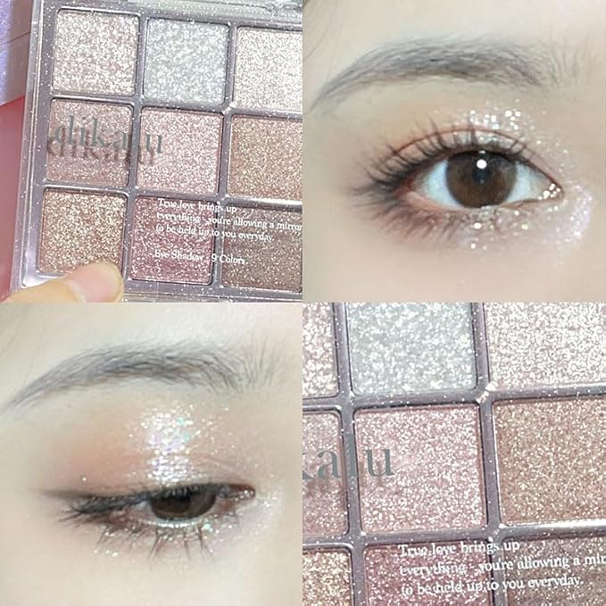 Kayswang 9 Colors Glitter Eyeshadow Makeup Palette, Eye Shadow Powder，Matte High Pigmented Colorful,Creamy Texture, Long LastingEyeshadow Powder Cosmetics,Natural Waterproof (14#)