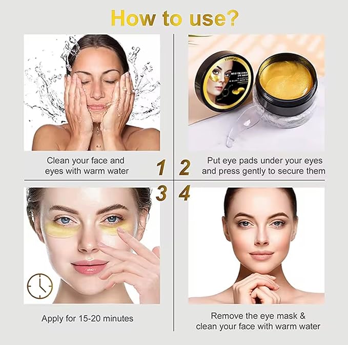 LUXURY GOLD UNDER EYES PATCHESLuxury, Hydrating Eye Mask Treatment with Natural Ingredients, 30 Pairs