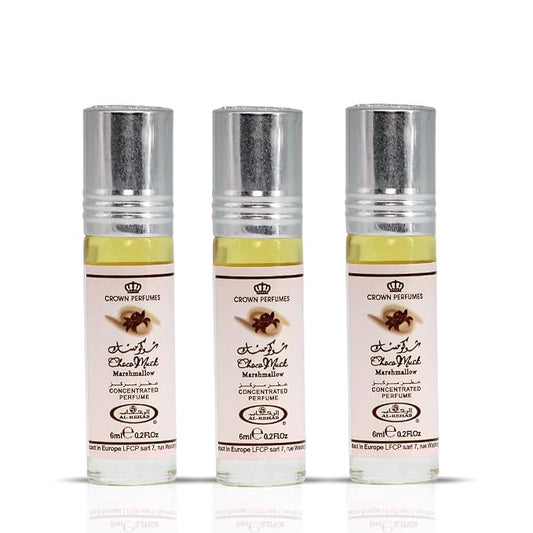 Al-Rehab Choco Musk Marshmallow Perfume Oil Roll-On - 6ml (0.2 oz) | Gourmand Fragrance with Strawberry, Marshmallow & Cocoa | Sweet, Fluffy & Addictive | Arabian Dessert Scent (Pack of 3)