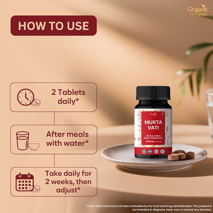 ORGANIC SPREE Mukta Vati 120 Tablets – Ayurvedic Blend – Supports Heart Health & Blood Pressure Balance* - Pack of 2