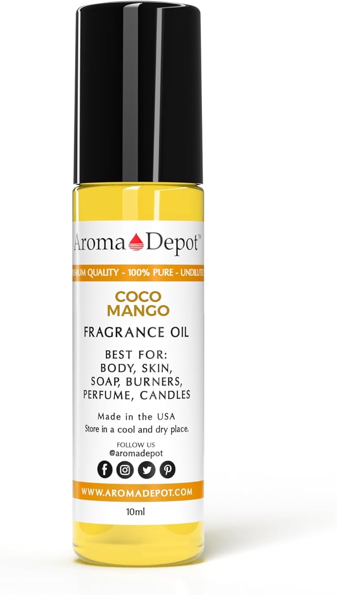 Aroma Depot 10ml. Coco Mango Unisex Perfume/Body Oil Our Interpretation, Premium Quality Uncut Fragrance Oil Soap, Candle Making & Incense