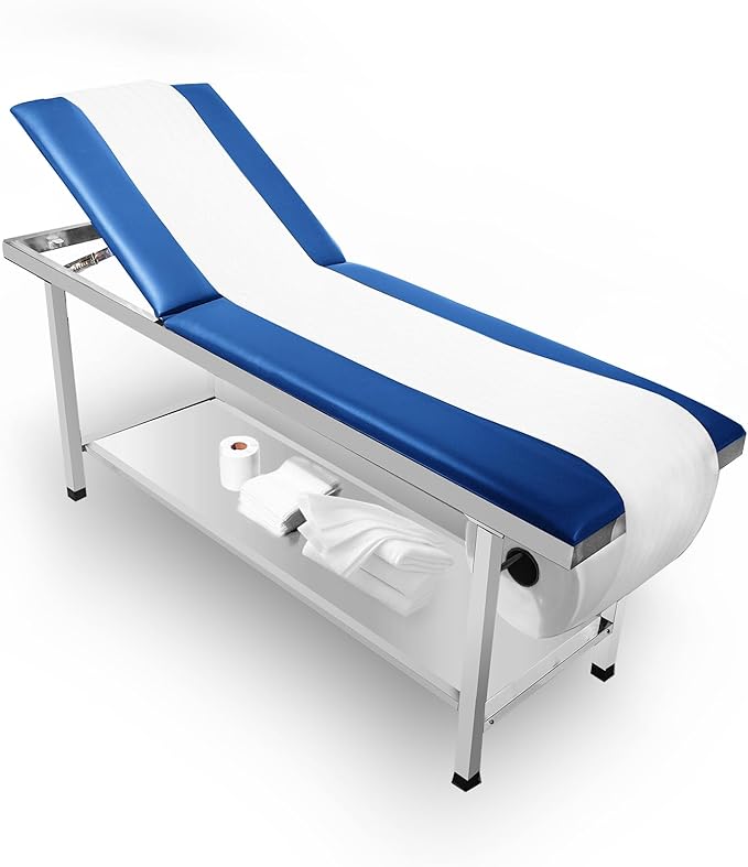 Adjustable Patient Treatment Table，Doctor Bed with Folding Legs is stable and durable，Folding Medical Exam Table holds 500 lbs，for Clinical examination table、Massage Table、Spa Beds、Beauty (blue)