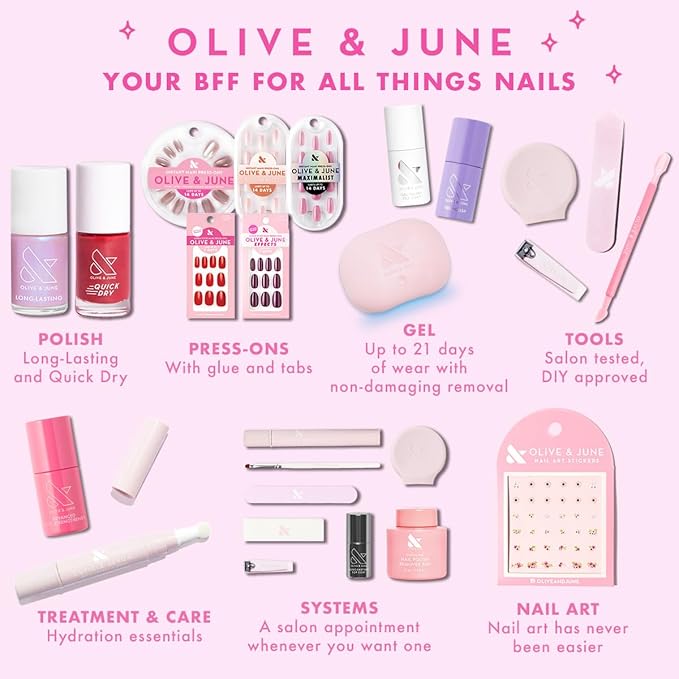 Olive & June Long Lasting Nail Polish | Spring Pastel Nails | Plump Gel-Like Finish No Lamp Needed | Lasts up to 10 days | 15-Free Vegan & Cruelty-Free Chip-Resistant |Same Day Next Year Shimmery Blue