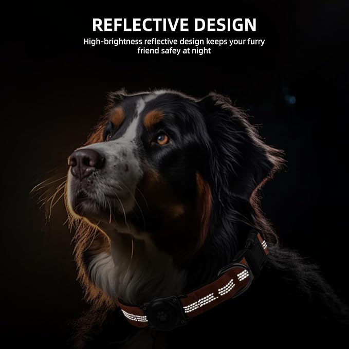 Upgrade Dog Collar with AirTag Holder, IP68 Waterproof, Orange, XS | Built-in Water Resistant AirTag holder, 1000D Nylon, Reflective Stitching for Night Visibility, Soft padding for Comfort