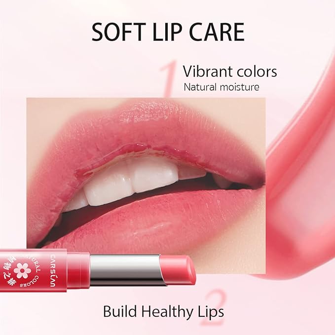 CARSLAN Rose Moisturizing Lipstick Nutritious Lip Balm - Longlasting Repair Dry Chapped Lip, 08, 1 count
