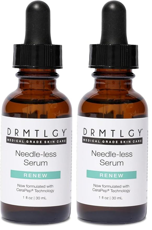DRMTLGY Needle-less Serum - Anti-Aging Serum for Fine Lines & Wrinkles - Niacinamide with Potent Blend of Hyaluronic Acid, Peptides & Ceramides, 1 fl oz (Pack of 2)