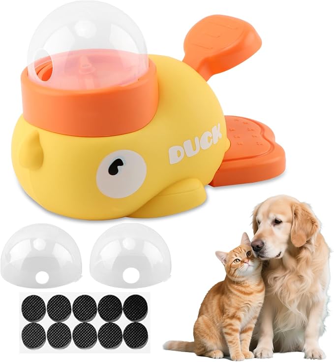 Duck-Shaped Slow Feeder Treat Dispenser Puzzle Toy with 10 Non-Slip Pads