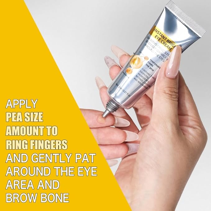 Instant Bright Eye Cream, Under Eye Tightener for Bags & Wrinkles, Anti-Aging, Dark Circles – Lifting, Smooth Fine Lines, Eye Treatment with Retinol, Caffeine & Niacinamide