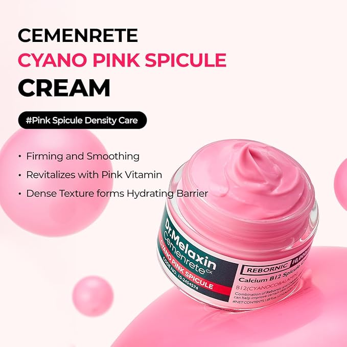Dr.Melaxin Cyano Pink Spicule Cream with Calcium & Vitamin B12, Spicule Treatment for Dark Circles & Fine Lines, Niacinamide for Hydrating & Firming, 1.69 fl.oz