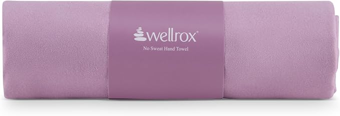 Wellrox Microfiber Yoga Hand Towel – Super Soft, Quick-Dry, Non Slip Yoga Towel for Hot Pilates, Gym & Workouts (26.5" x 16", Lavender)