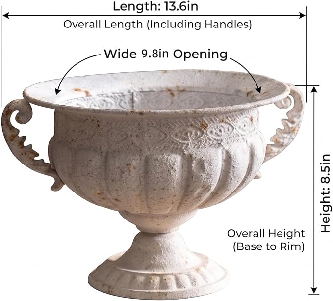 Europe Retro Distessed White Metal Vase for Room and Home Decoration and Iron Handicrafts Item Roman Style Decorative Vase