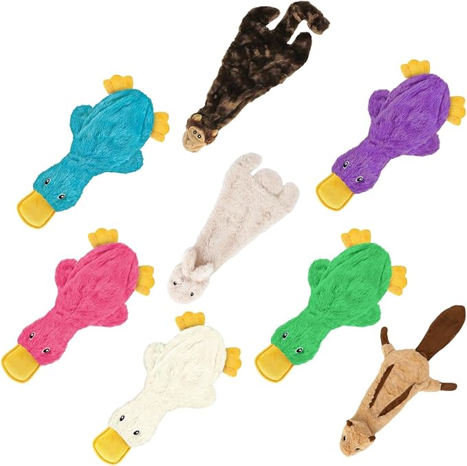 Best Pet Supplies 2-in-1 Stuffless Squeaky Dog Toy - Pack of 4, Medium