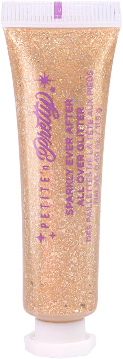 Petite N Pretty Sparkly Ever After Glitter Gift Set for Eyes, Cheeks, and Body, All-Over Glitter in Iridescent Angel & Sunbeam Gleam Shades, & Pink Cherry Pearl Keychain Wallet for Kids, Tweens, Teens