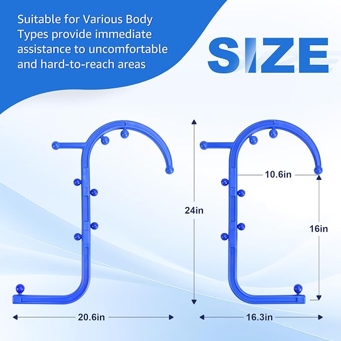 Trigger Point Massage Tool,Two Shapes Handheld Back and Neck Massager for Pain Relief,Muscle Release Tool Manual Massage Hook Back Neck Shoulder Massager Blue - Gift for Women & Men