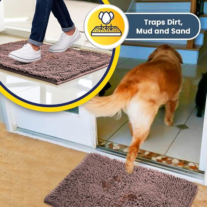 Muddy Mat® | Super Water Absorbent Door Mat Indoor, Microfiber Quick Dry Chenille Entryway Rug,Slip Resistant Front Door Mat,Indoor Mats for Entryway,Machine Washable Pet Rug, Blush Pink 36" x 120"