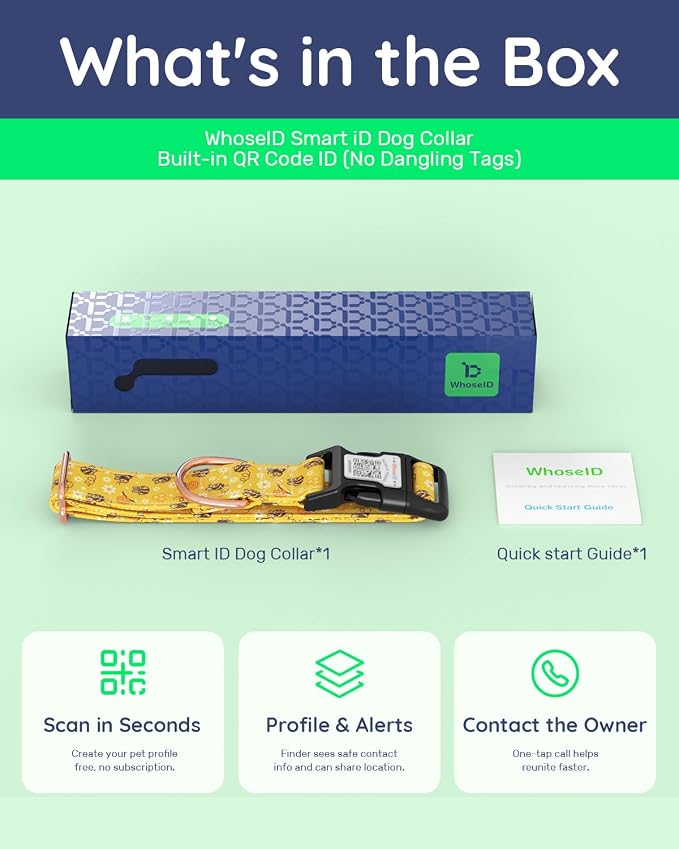 Dog Collar for Small Dogs with Smart QR Tags