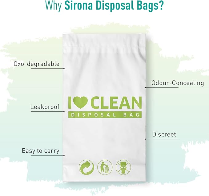 Sirona Personal Disposal Bags – 30 Bags for Discreet Tampons, Sanitary Pads/Napkin, Panty Liners, Tampons & Condoms | Menstrual Care and Hygiene Products