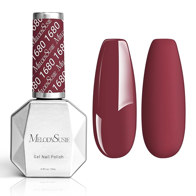 MelodySusie Thick Red Gel Nail Polish,0.5fl oz Maroon Nails Soak Off UV LED Oxblood Red Gel Polish Gift for Women Manicure Salon DIY Nail Art Design Decoration at Home-1680