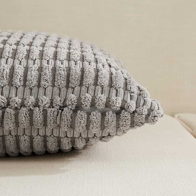 Fancy Homi 4 Packs Decorative Throw Pillow Covers for Living Room Couch Bed, Modern Farmhouse Boho Home Décor Accent Cushion Case, 26" x 26", Gray