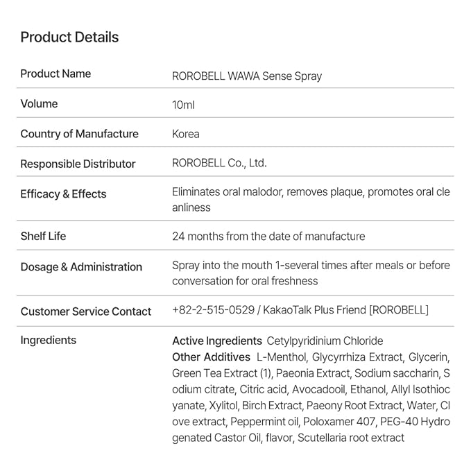 ROROBELL Wawa Sense Spray Oral Care Mouth Freshener Fights Bad breath ((1/3 Fl Oz (Pack of 5)))