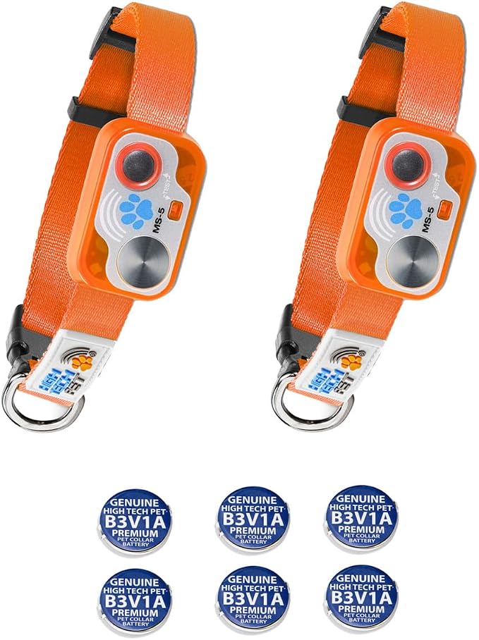 Genuine MS-5® Automatic Smart Pet Door Collar 2-Pack, Tested & Certified by High Tech Pet with 6 Free Preimum Batteries (Orange)