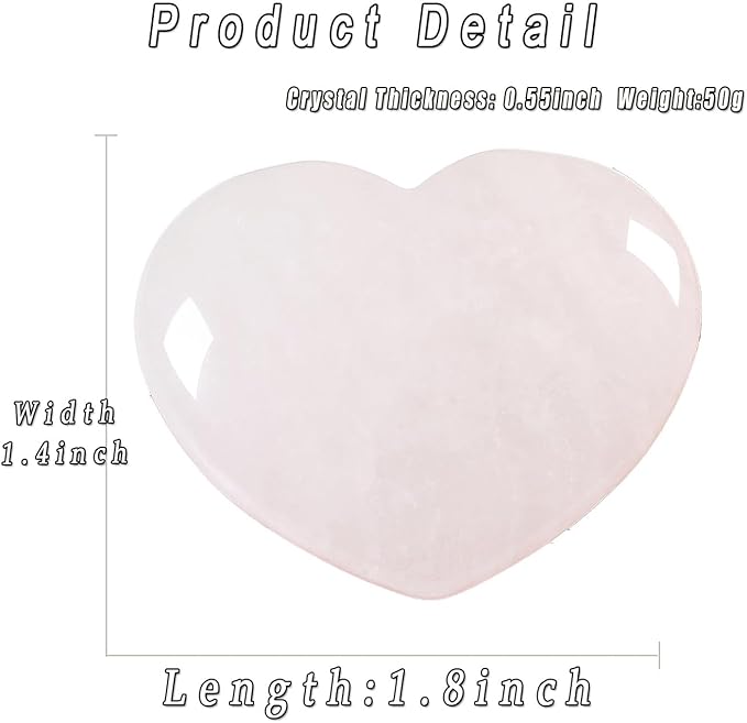 MAIBAOTA 45 mm Clear Quartz Crystal Stones Heart Love Crystal Valentines Gifts for Herfriend Wife Palm Stone Reiki Crystal Gemstone Worry Stones for Anxiety