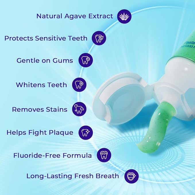 OCCOTAPS Agave Sensitive Toothpaste, Fluoride-Free Natural Whitening Toothpaste for Sensitive Teeth, Gentle Gum Care, Helps Remove Stains, Fresh Mint Herbal Formula, 2 Pk US Manufactured