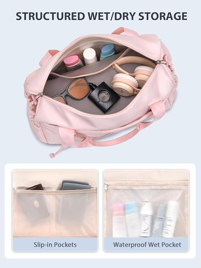 Small Gym Bag for Women with Yoga Mat Holder and Wet Compartment, Mini Gym Duffle Bag Yoga Bag with Water Bottle Pocket for Workout Travel, Pink
