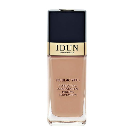 IDUN Minerals Nordic Veil Foundation - Full and Poreless Coverage, Long Lasting, Soft Matte Finish - Purified and Safe for Sensitive Skin - 314 Ylva - Medium Dark Neutral - 0.88 oz