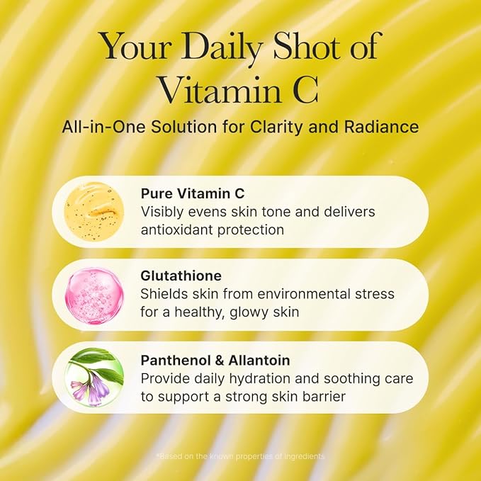 Arencia Vitamin C Booster Shot Serum with Glutathione, Niacinamide and Vitamin E for Dark Spot Care, Fine Lines & Wrinkles, Glass Skin, Korean Skincare 30ml/1.01 fl.oz (Pack of 2)