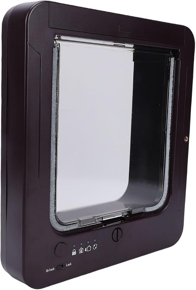 Jiawu Smart Cat Door, Smart Sensor Entry Direction Control Easy Installation Automatic Cat Door, Pet with Remote Control and Collar for Cats and Dogs
