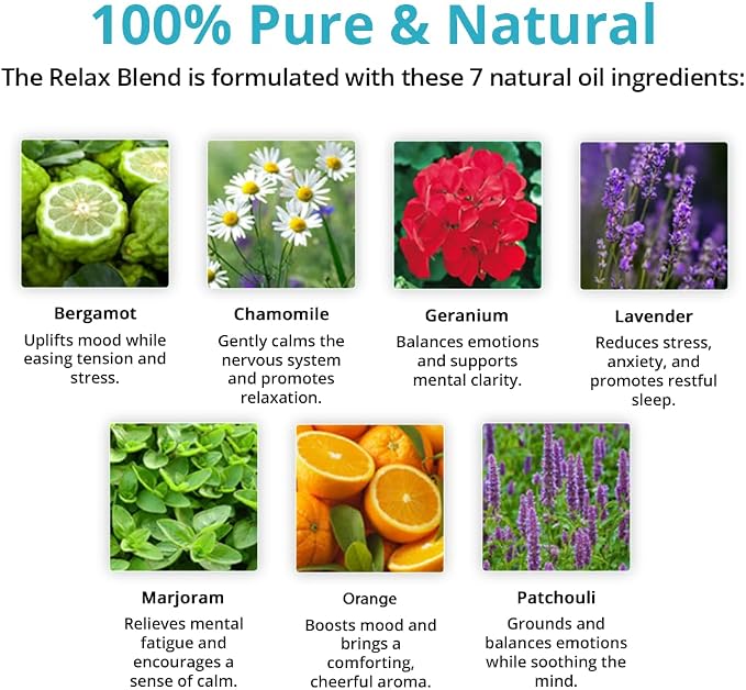 Wild Essentials Relax 100% Pure Essential Oil Synergy Blend - 10ml, Therapeutic Grade - Stress Ease, angst, Mood, Sleep, Calming, Mindfulness, Meditation, Made in The USA