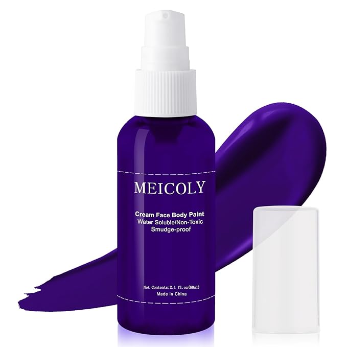 MEICOLY Cream Dark Blue Face Body Paint,2.1Oz Smudge-Proof Face Paint,Water Based Washable Body Paint for Adults and Kids,Halloween SFX for Smurf Mystique Cosplay Avatar Makeup