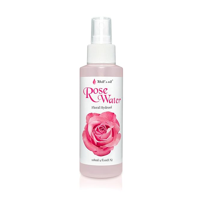 Well's Oil Rose Water Mist Spray (4 fl oz) | Floral Rose Water Hydrosol | Alcohol-Free | for Skin & Hair Use