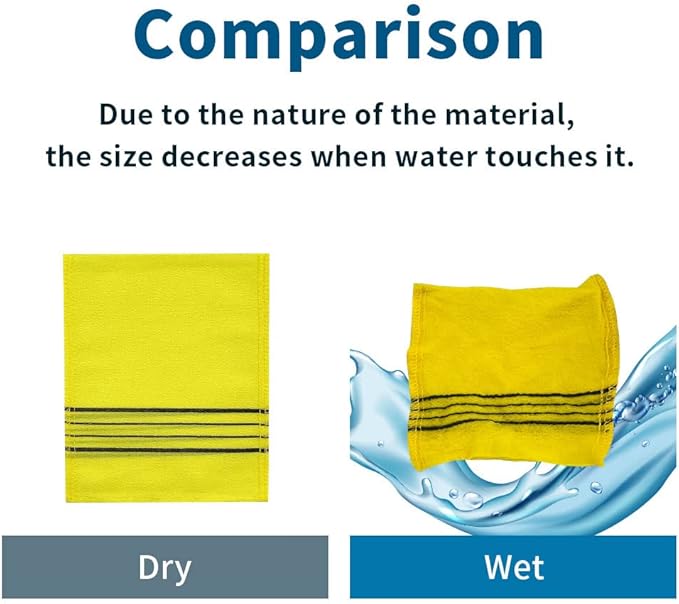 Exfoliating Bath Washcloth Yellow 10pcs, Korean Asian Exfoliating Mitt, Shower Glove, Removing Dry Dead Skin Cells, Cleaning Pores, Reusable, K-Beauty Body Care Item