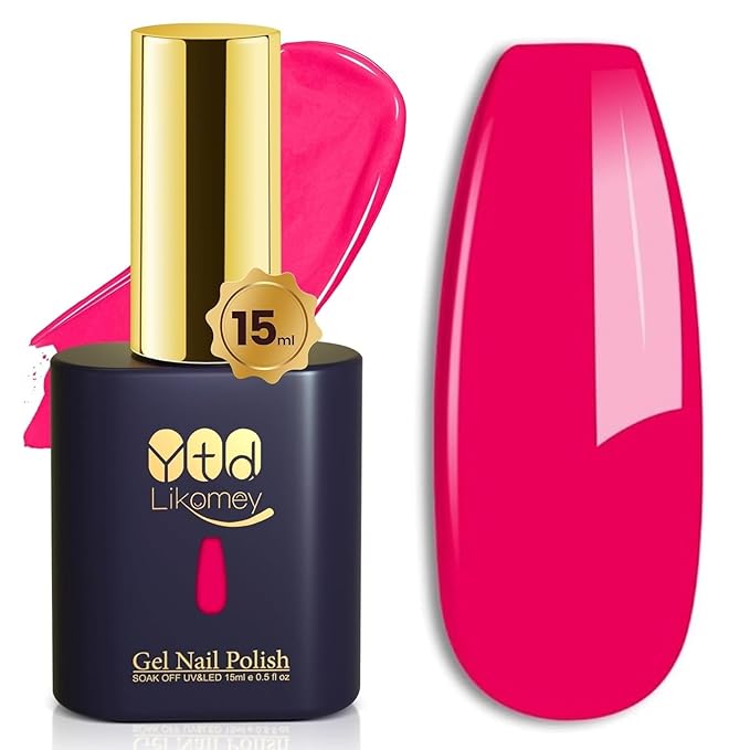 YTD Likomey Berry Pink Gel Nail Polish,15ml Bright Pink Salon Home DIY Manicure and Pedicure Fall Winter Soak Off UV Color Varnish,CS409