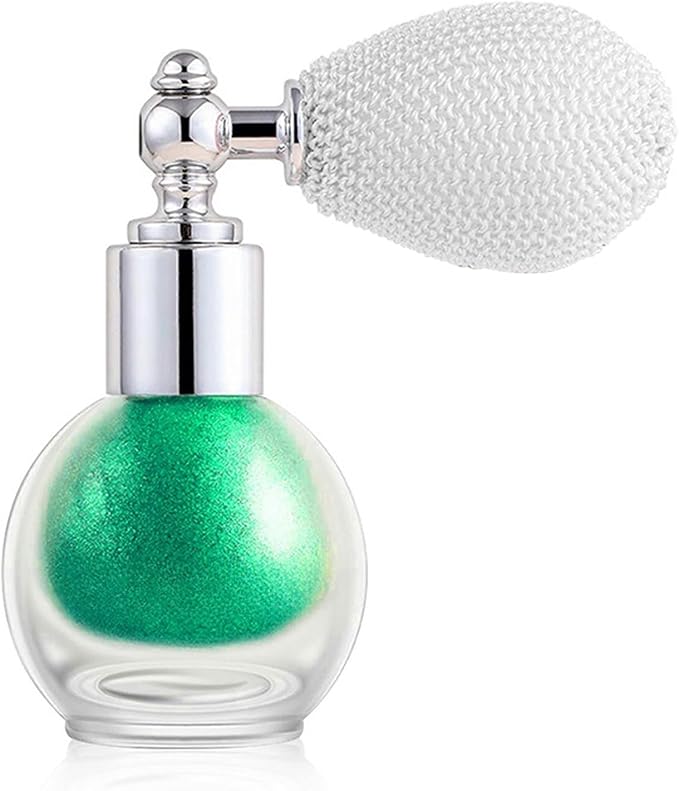 Green Glitter Spray for Face and Body, Rich Color Loose Shimmer Powder Long Lasting Sparkly Spray High Gloss Makeup for Women Rave Festival Prom Stage Wedding Party, #8