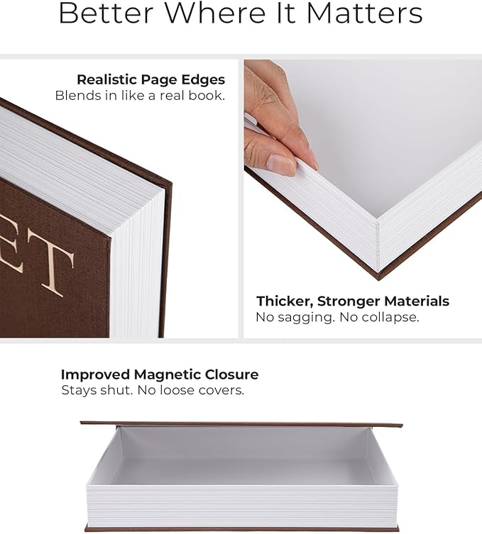 Premium Linen Faux Book Box Set of 2: Aesthetic Book Safe with Hidden Storage for Living Room Console Table & Bookshelf Decor, Home Organizer, Green & Beige, Tallest 10.67in