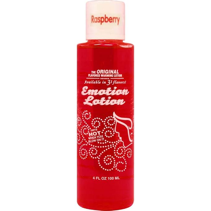 Edible Water Basesd Original Flavored Warming Massage Oil RASPBERRY by Emotion Lotion 4oz by Emotion Lotion