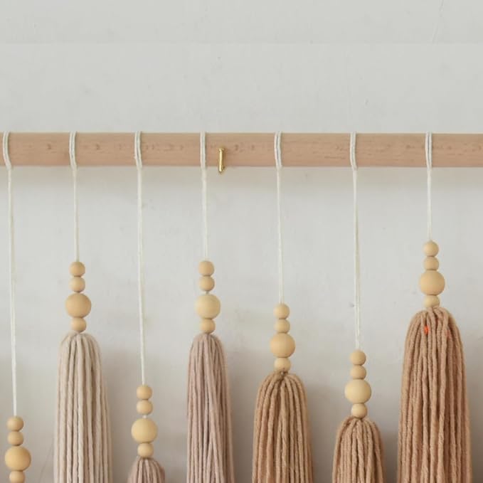Macrame Wall Hanging Large Yarn Fiber Art Handmade Beaded Tassel 39"W*45"L | Boho Wall Art, Handmade Wall Hanging, Modern Home Style, Bedroom Wall Decor, Living Room Accent, Office Decoration