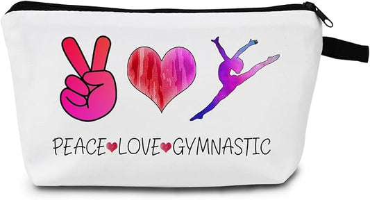 Gymnastics Stuff Gymnastic Makeup Bag Gymnasts Inspirational Gifts Gymnastic Coach Gifts for Women Sports Lovers Birthday Christmas Gifts for Her Peace love Gymnastic Cosmetic Bag