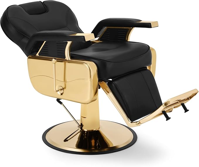 Artist hand Black All Purpose Hydraulic Recline Barber Chair Salon Beauty Styling Chair for Beauty Shop Gold/Black