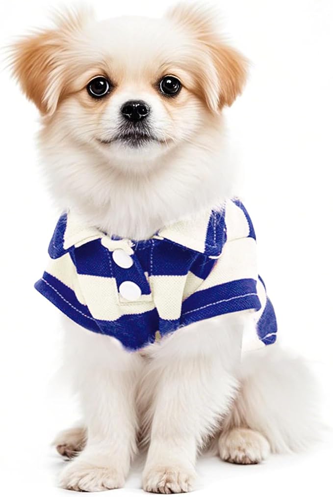 Pistha Dog Shirt Polo Shirt Striped Puppy Clothes for Boy Girl Pets | Dog Shirt Dog Clothes Pet Clothes with Summer Button Up for Small Medium Dogs Cats